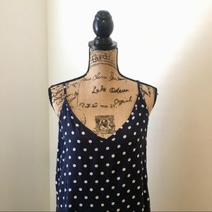 • • Womens Navy Blue Polka Dot Maxi Dress • •